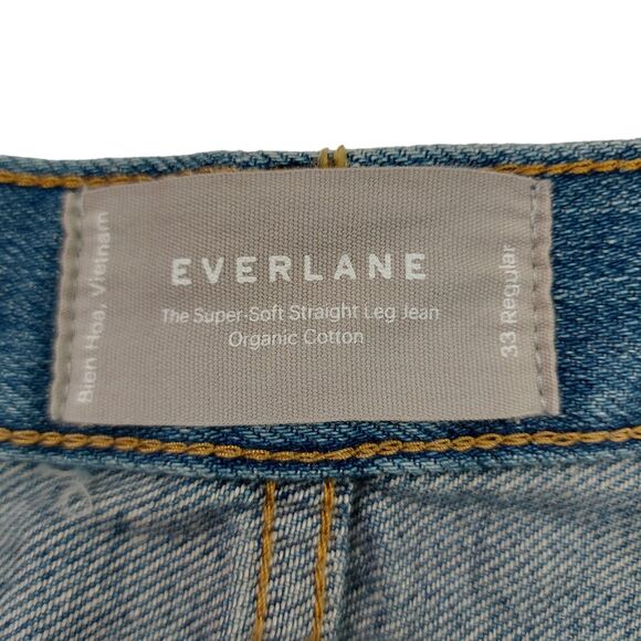 Everlane The Super Soft Straight Leg Jean Womens 33 Blue Organic Cotton Denim - Picture 11 of 12
